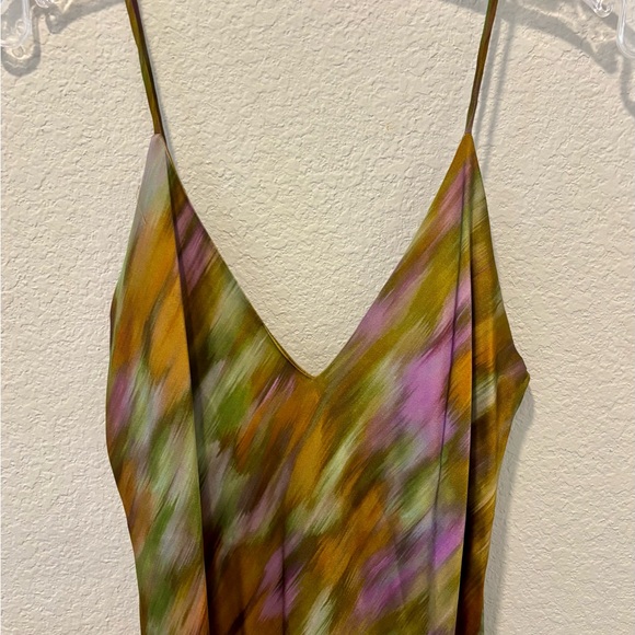 Zara Slip Dress Womens Small Tie Dye Satin Spaghetti Strap V Neck - Picture 2 of 9